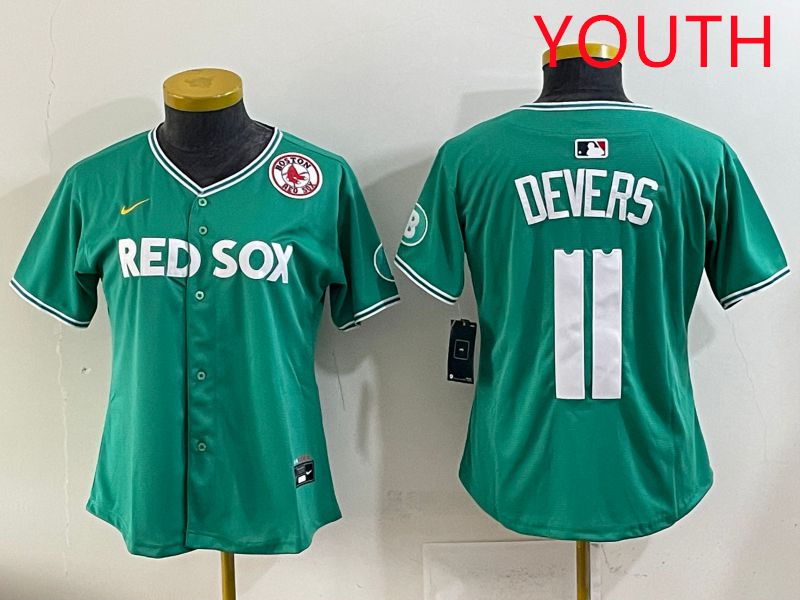 Youth 2025 Boston Red Sox #11 Devers Dark Green Joint Name Nike MLB Jersey style 9